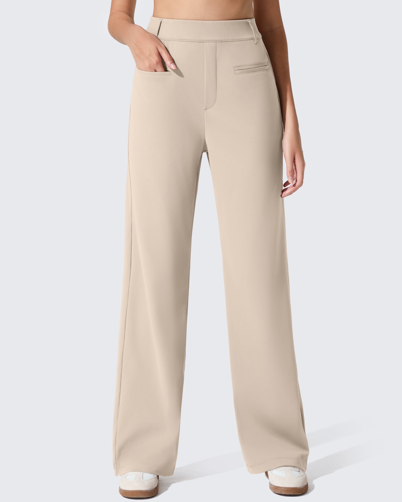 G4Free - ShiftReady Slit Pockets Elastic Waist Straight Leg Work Pants -GF25D541AF-XS