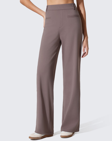 G4Free - ShiftReady Slit Pockets Elastic Waist Straight Leg Work Pants -GF25D541AF-XS