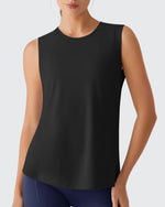G4Free - Side Slits Loose Fit High Neck Athletic Tanks -GF26L858A001F-XS
