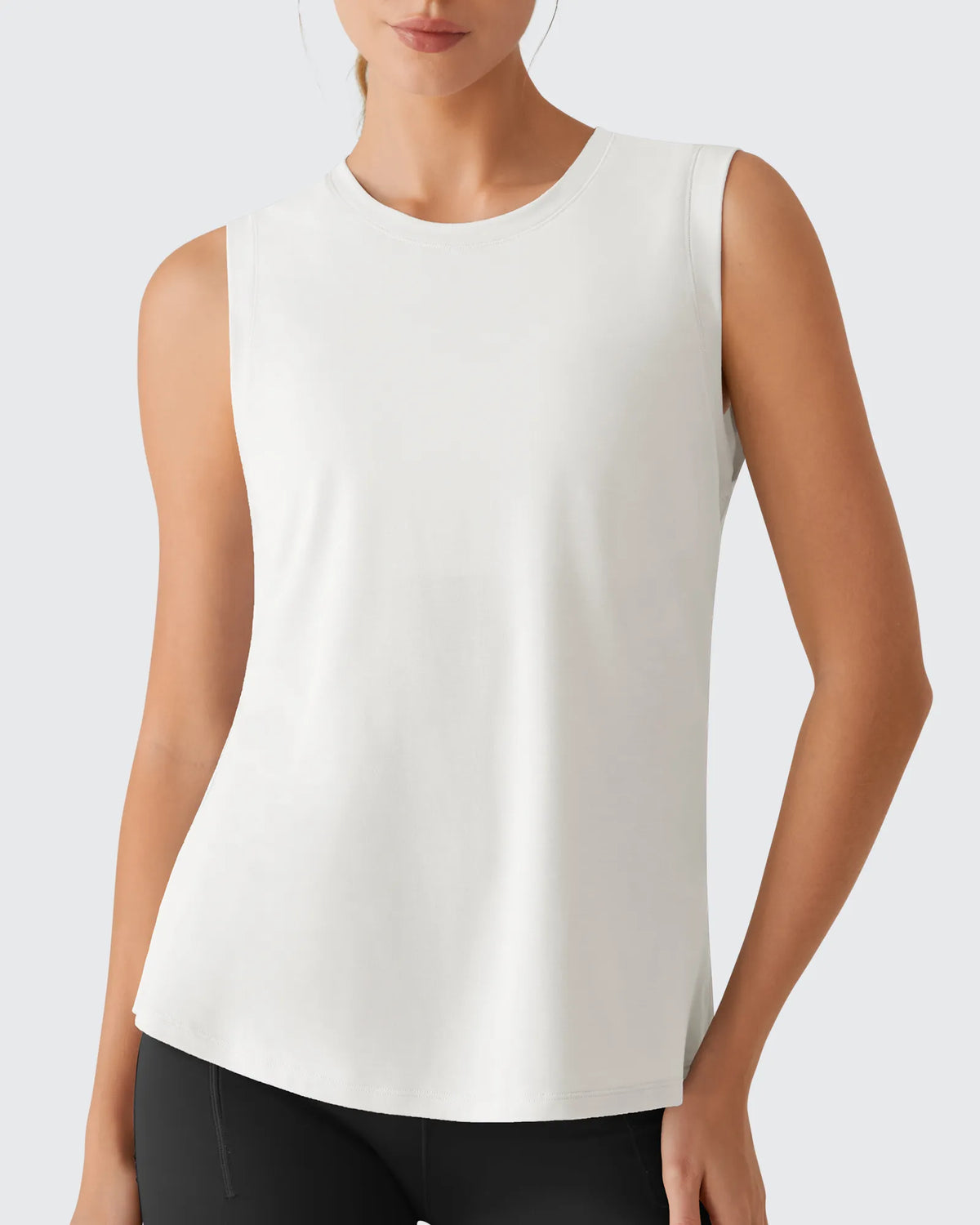 G4Free - Side Slits Loose Fit High Neck Athletic Tanks -GF26L858B004F-XS
