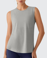 G4Free - Side Slits Loose Fit High Neck Athletic Tanks -GF26L858C003F-XS