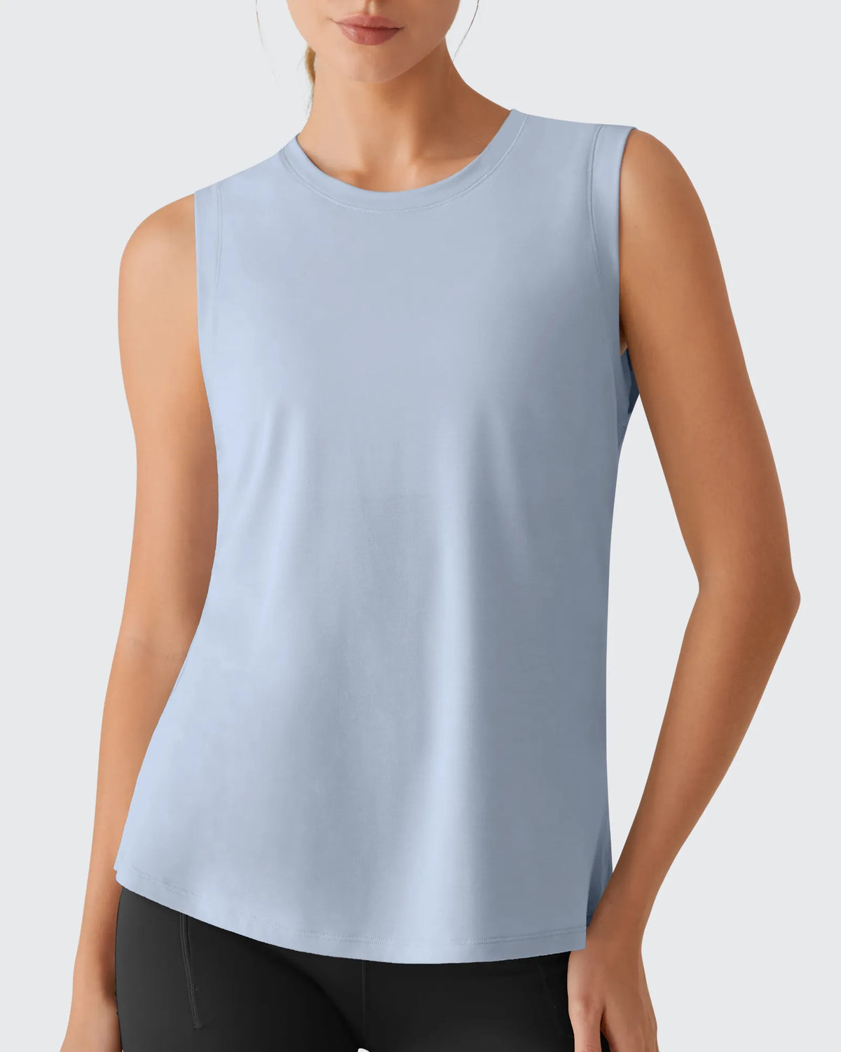 G4Free - Side Slits Loose Fit High Neck Athletic Tanks -GF26L858D016F-XS