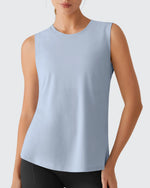 G4Free - Side Slits Loose Fit High Neck Athletic Tanks -GF26L858D016F-XS
