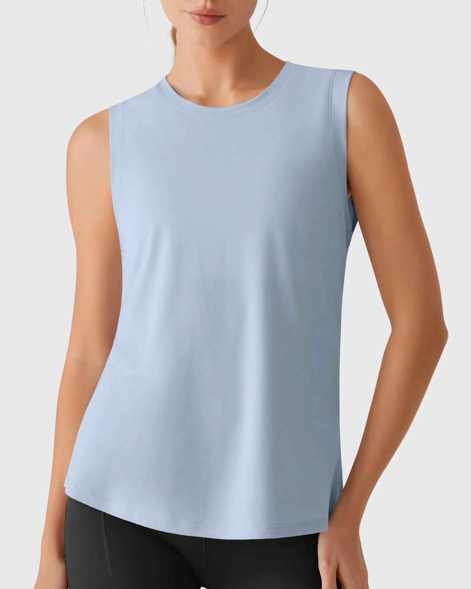 G4Free - Side Slits Loose Fit High Neck Athletic Tanks -GF26L858D016F-XS