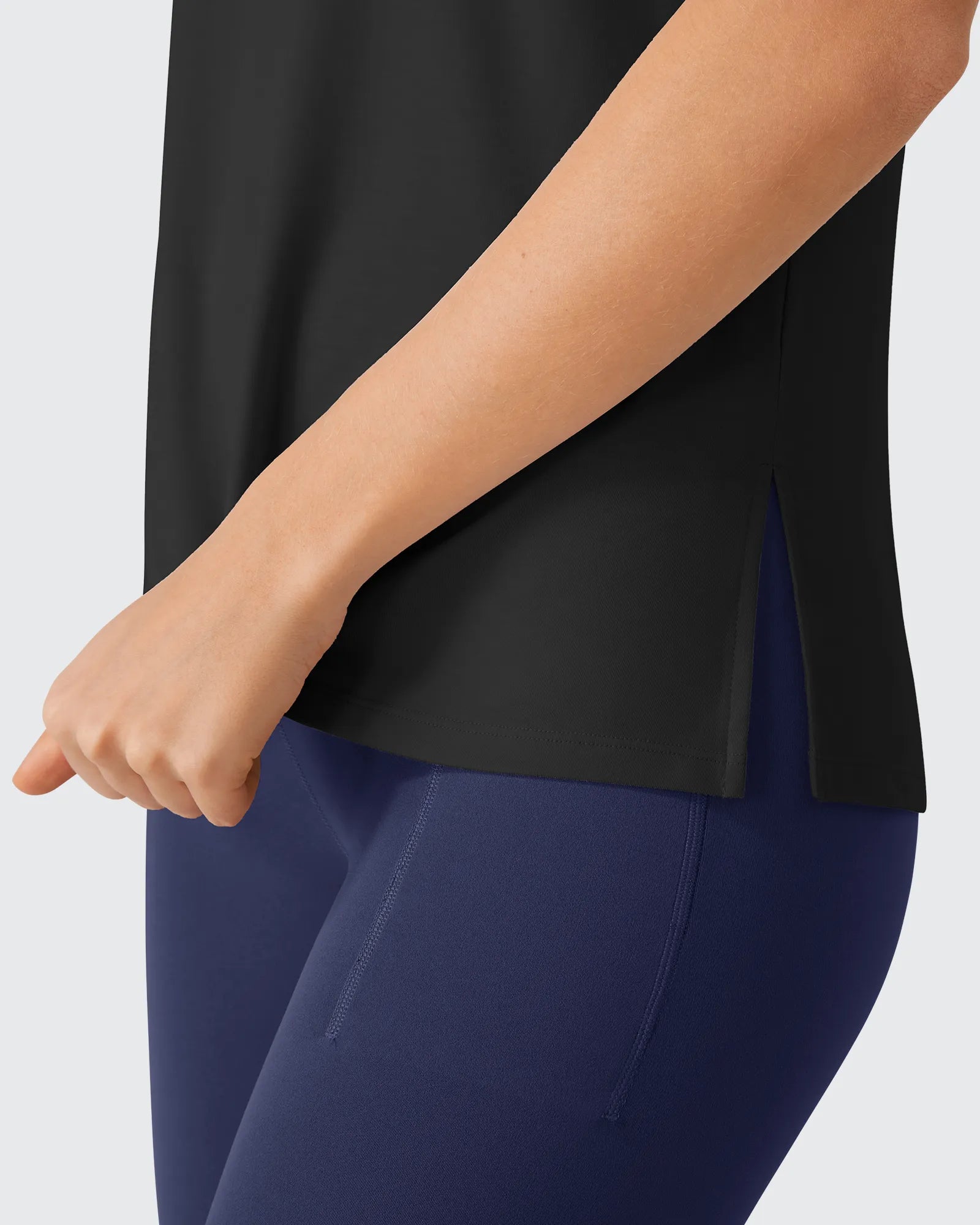 G4Free - Side Slits Loose Fit High Neck Athletic Tanks -GF26L858D016F-XS