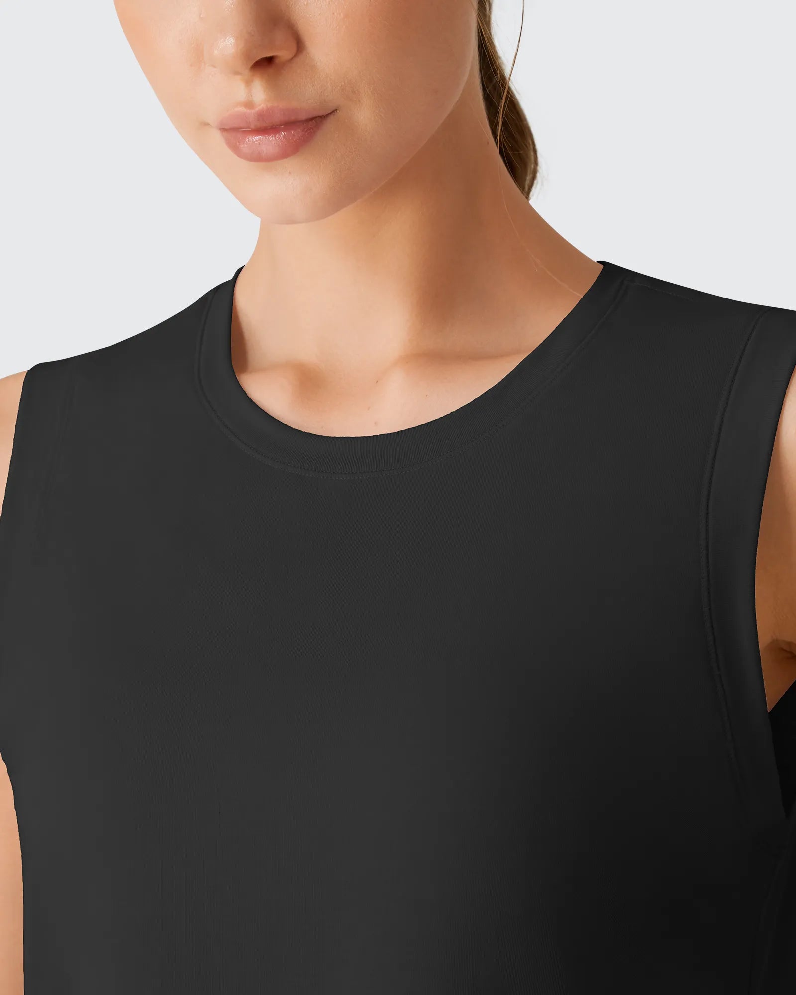 G4Free - Side Slits Loose Fit High Neck Athletic Tanks -GF26L858D016F-XS