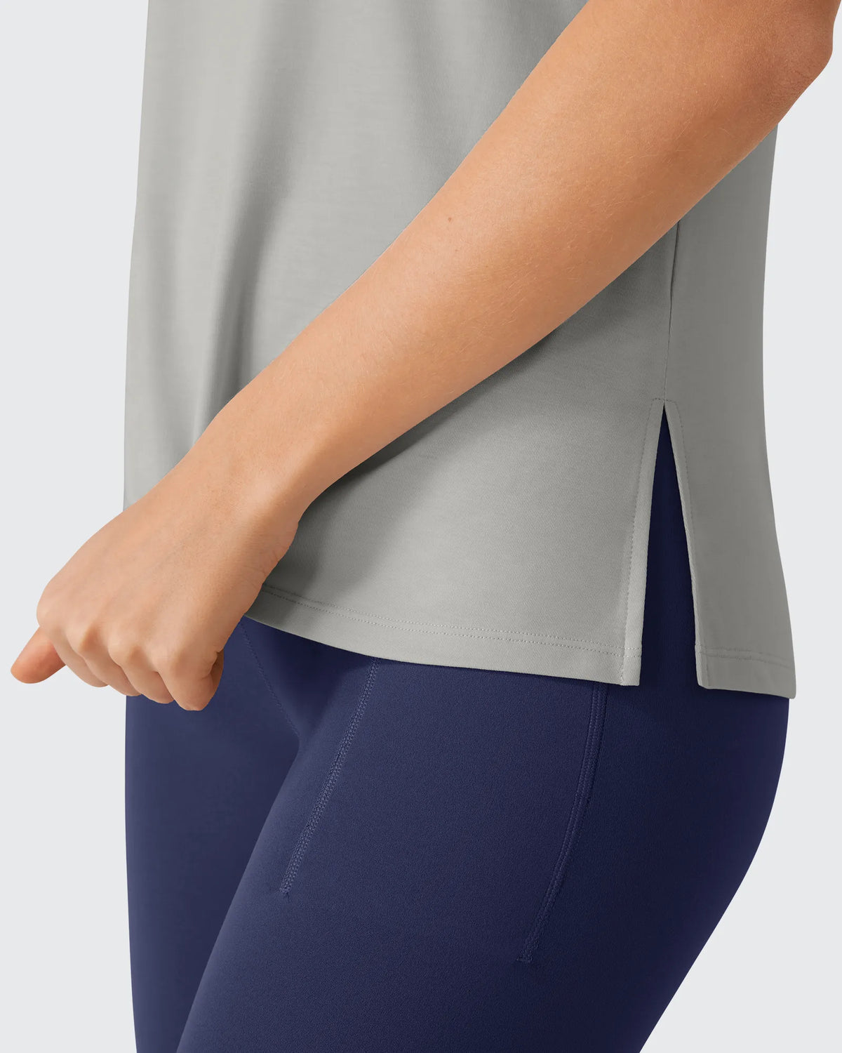 G4Free - Side Slits Loose Fit High Neck Athletic Tanks -GF26L858D016F-XS