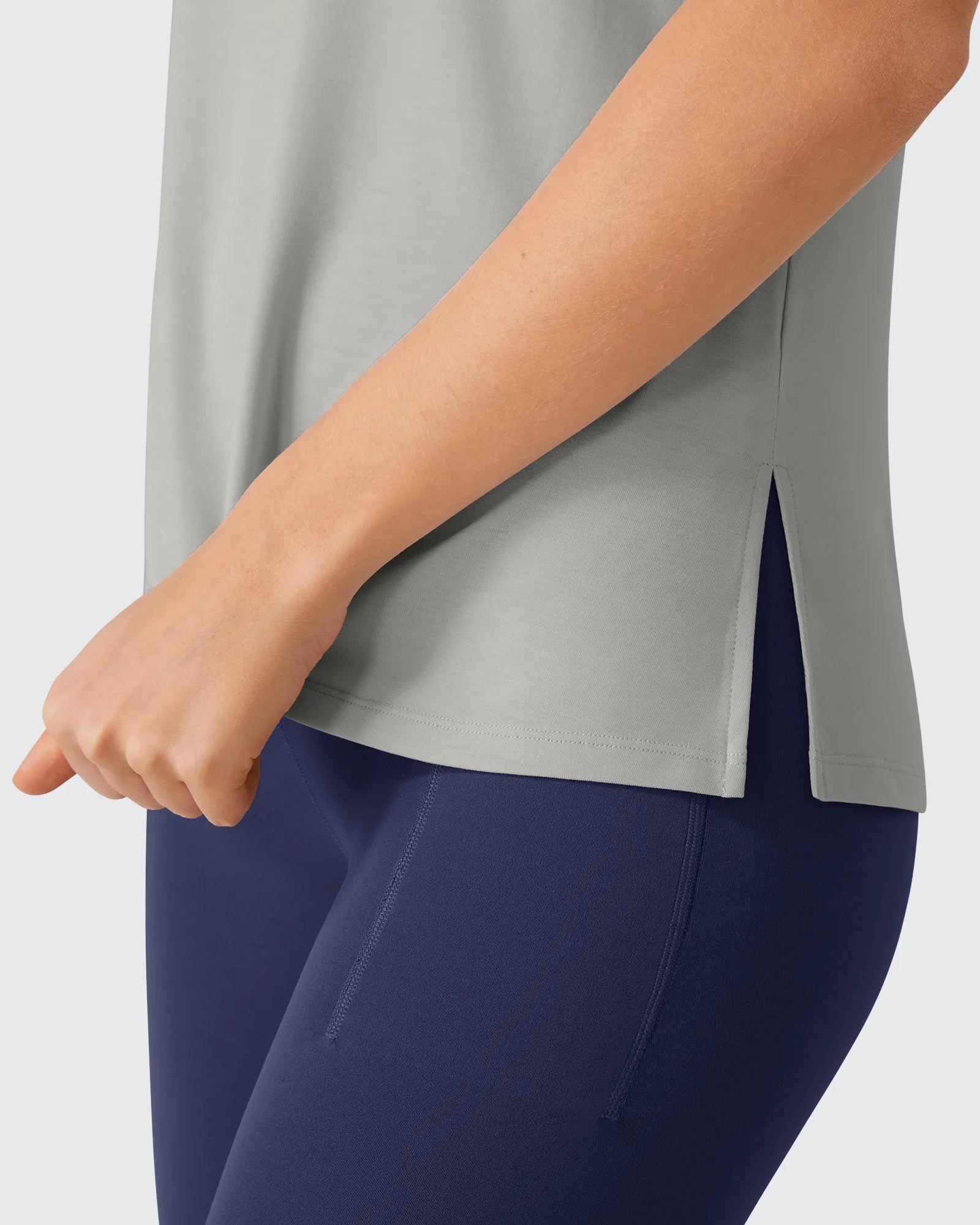 G4Free - Side Slits Loose Fit High Neck Athletic Tanks -GF26L858D016F-XS