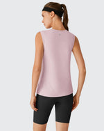 G4Free - Side Slits Loose Fit High Neck Athletic Tanks -GF26L858D016F-XS