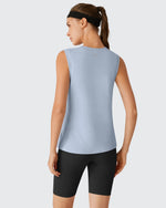 G4Free - Side Slits Loose Fit High Neck Athletic Tanks -GF26L858D016F-XS
