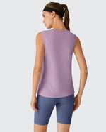 G4Free - Side Slits Loose Fit High Neck Athletic Tanks -GF26L858D016F-XS