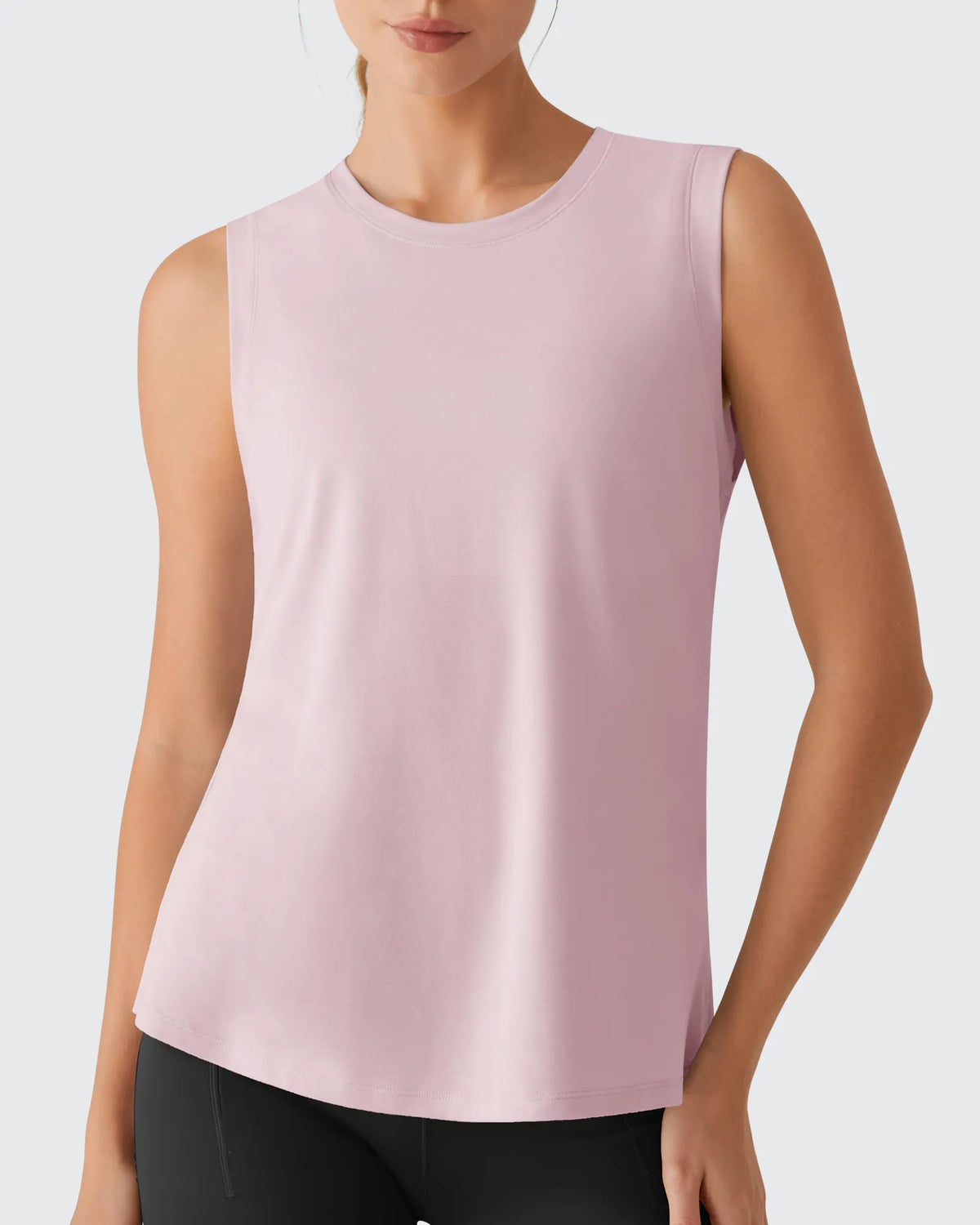 G4Free - Side Slits Loose Fit High Neck Athletic Tanks -GF26L858E002F-XS