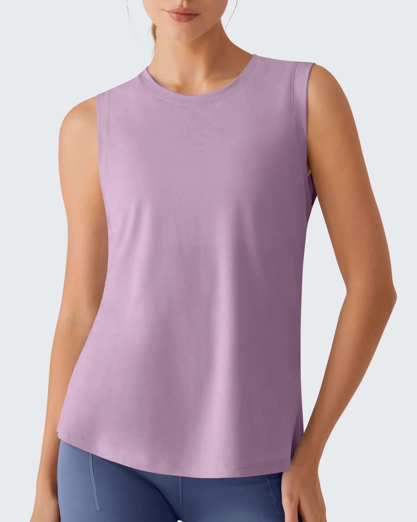 G4Free - Side Slits Loose Fit High Neck Athletic Tanks -GF26L858I002F-XS