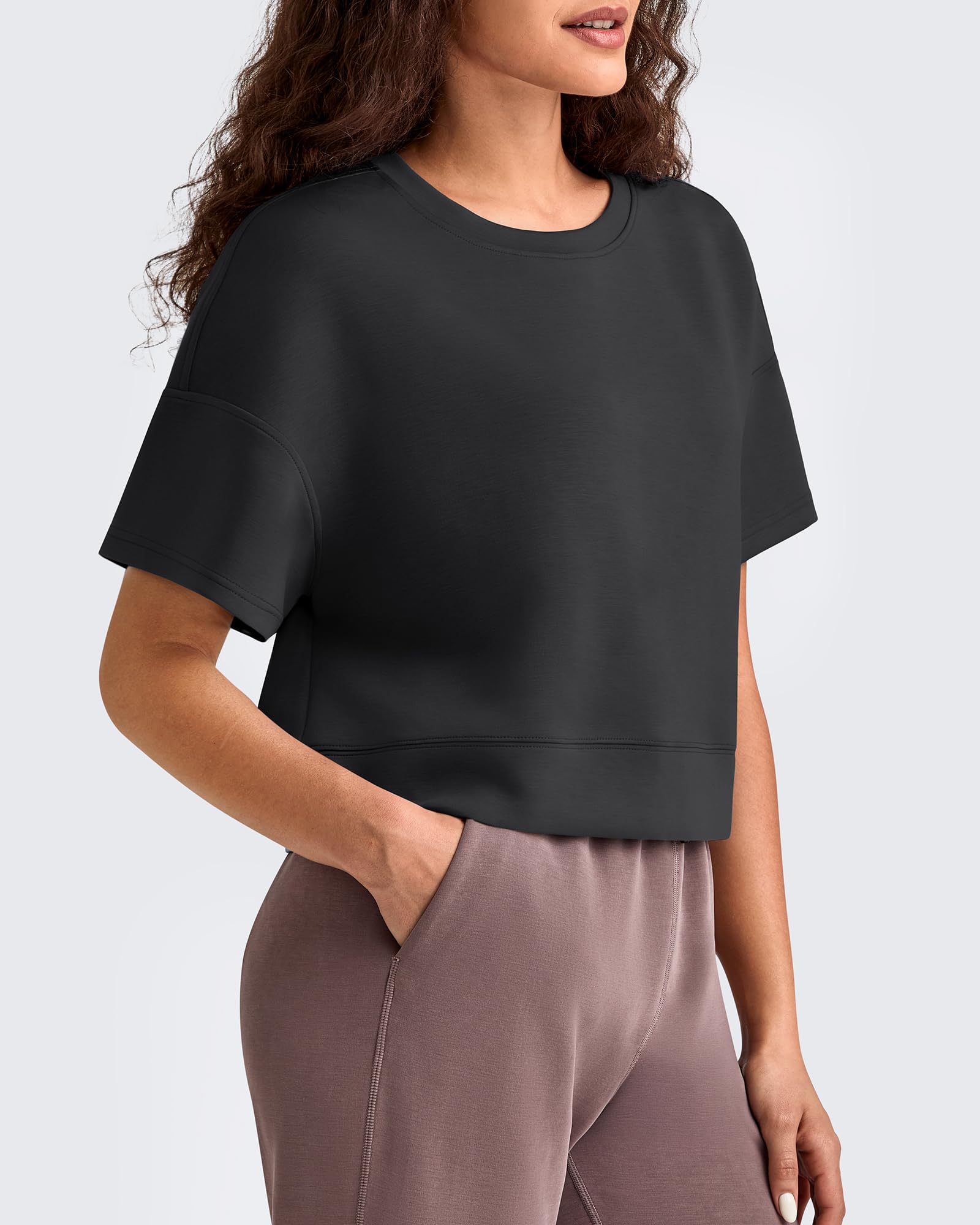 G4Free - Smoofit Crew Neck Boxy Drop Shoulder Short Sleeve -GF25K490AA-S