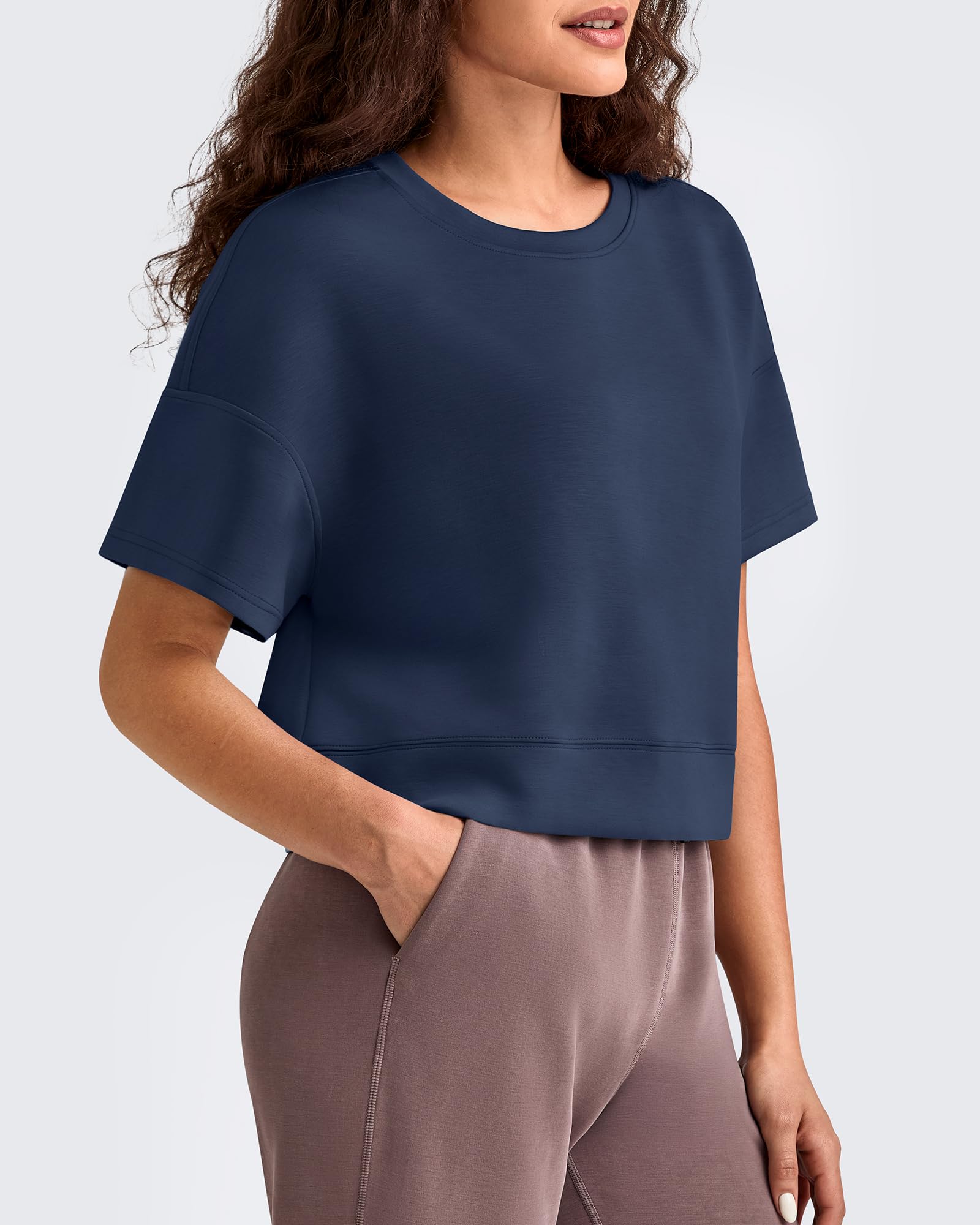 G4Free - Smoofit Crew Neck Boxy Drop Shoulder Short Sleeve -GF25K490AA-S