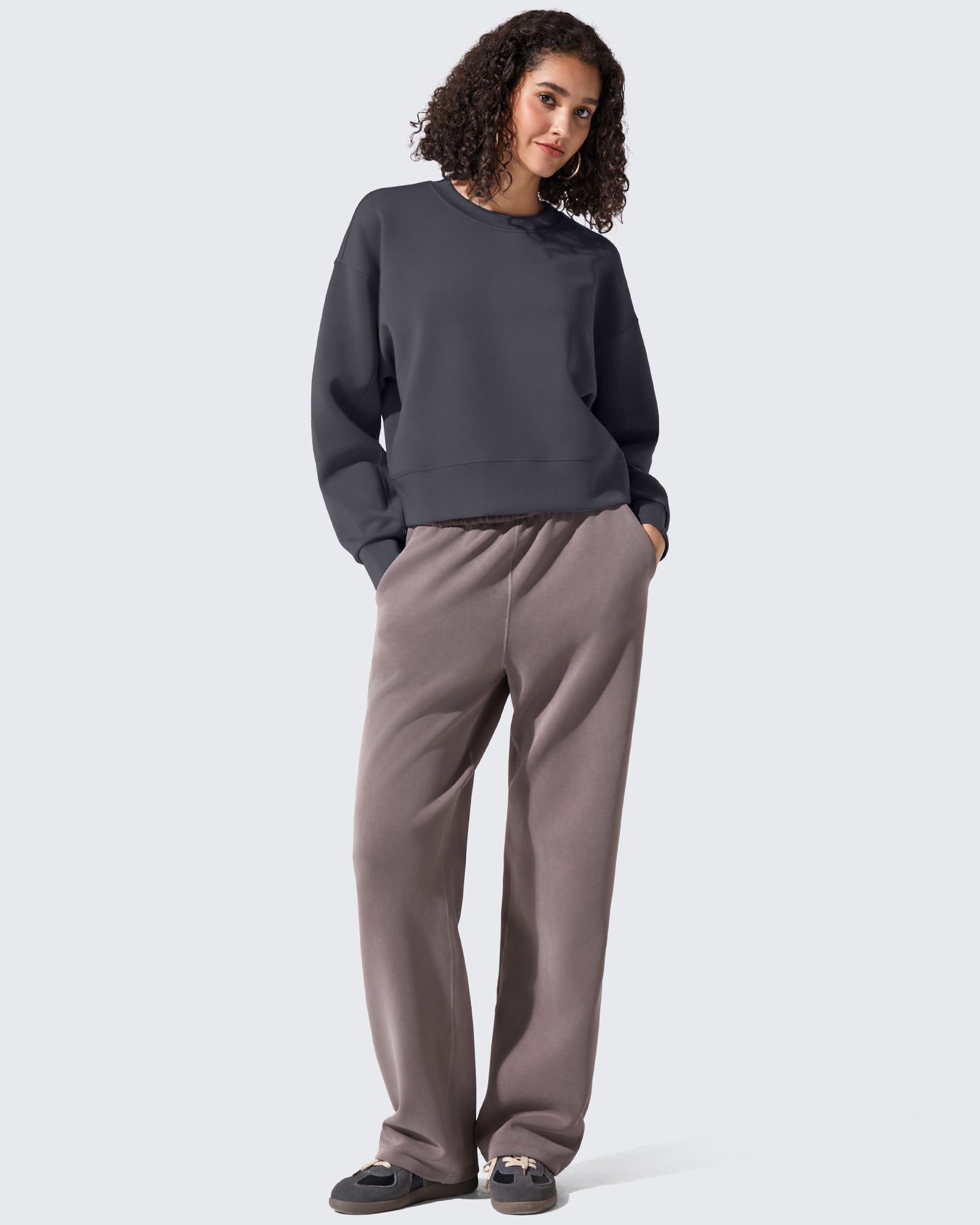 G4Free - Smoofit Crewneck Pullover Loose Sweatshirts -GF25F431AF-XS