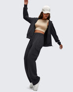 G4Free - Smoofit Drawstring Wide Leg Pockets Cargo Sweatpants -GF25J532AF-XS