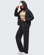 G4Free - Smoofit Drawstring Wide Leg Pockets Cargo Sweatpants -GF25J532AF-XS