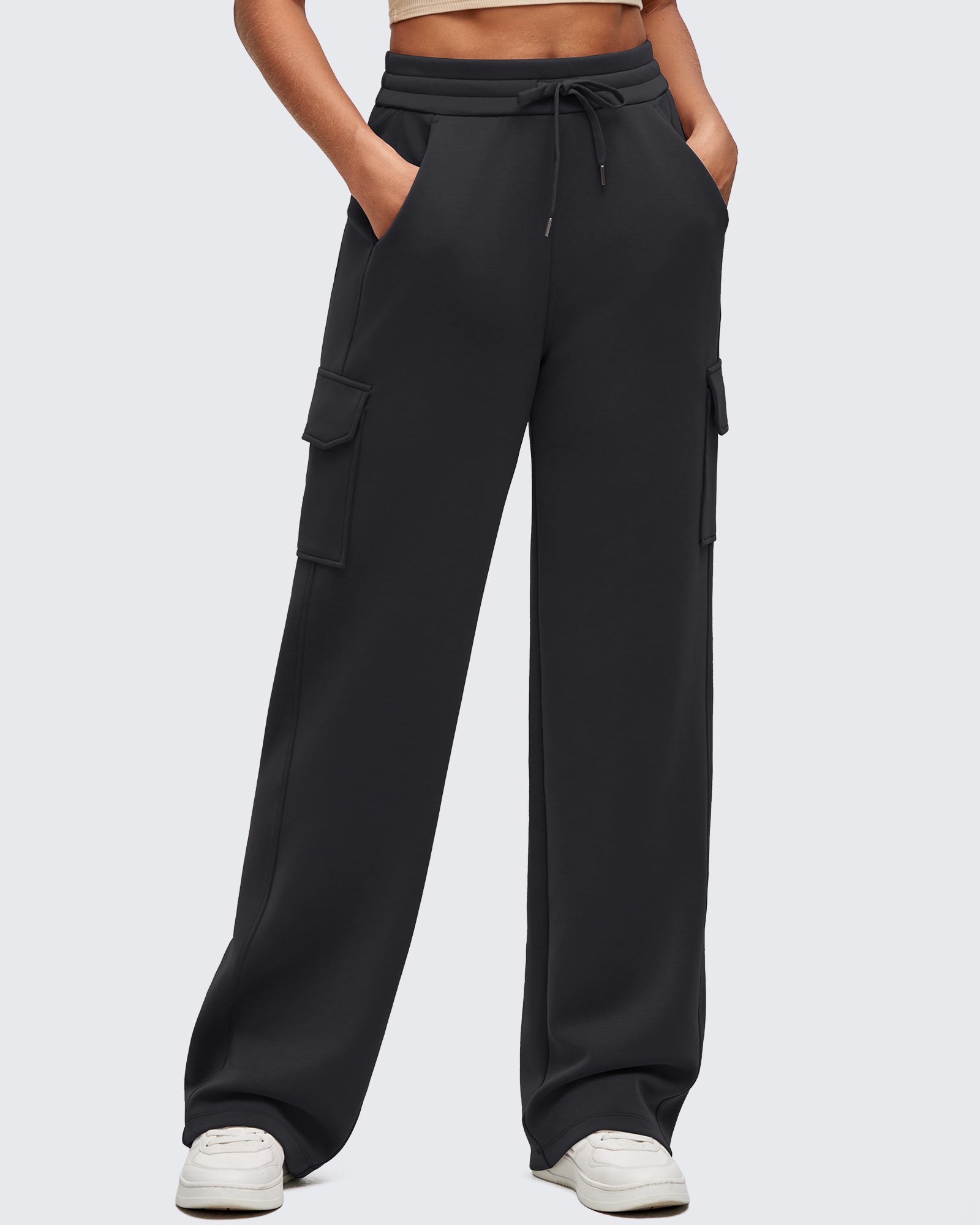 G4Free - Smoofit Drawstring Wide Leg Pockets Cargo Sweatpants -GF25J532AF-XS