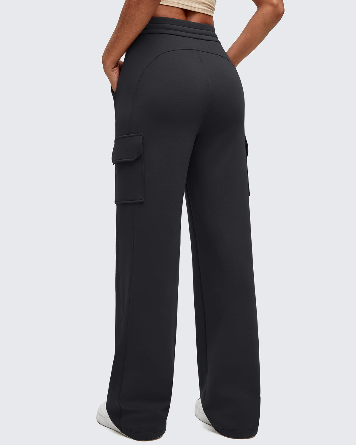 G4Free - Smoofit Drawstring Wide Leg Pockets Cargo Sweatpants -GF25J532AF-XS