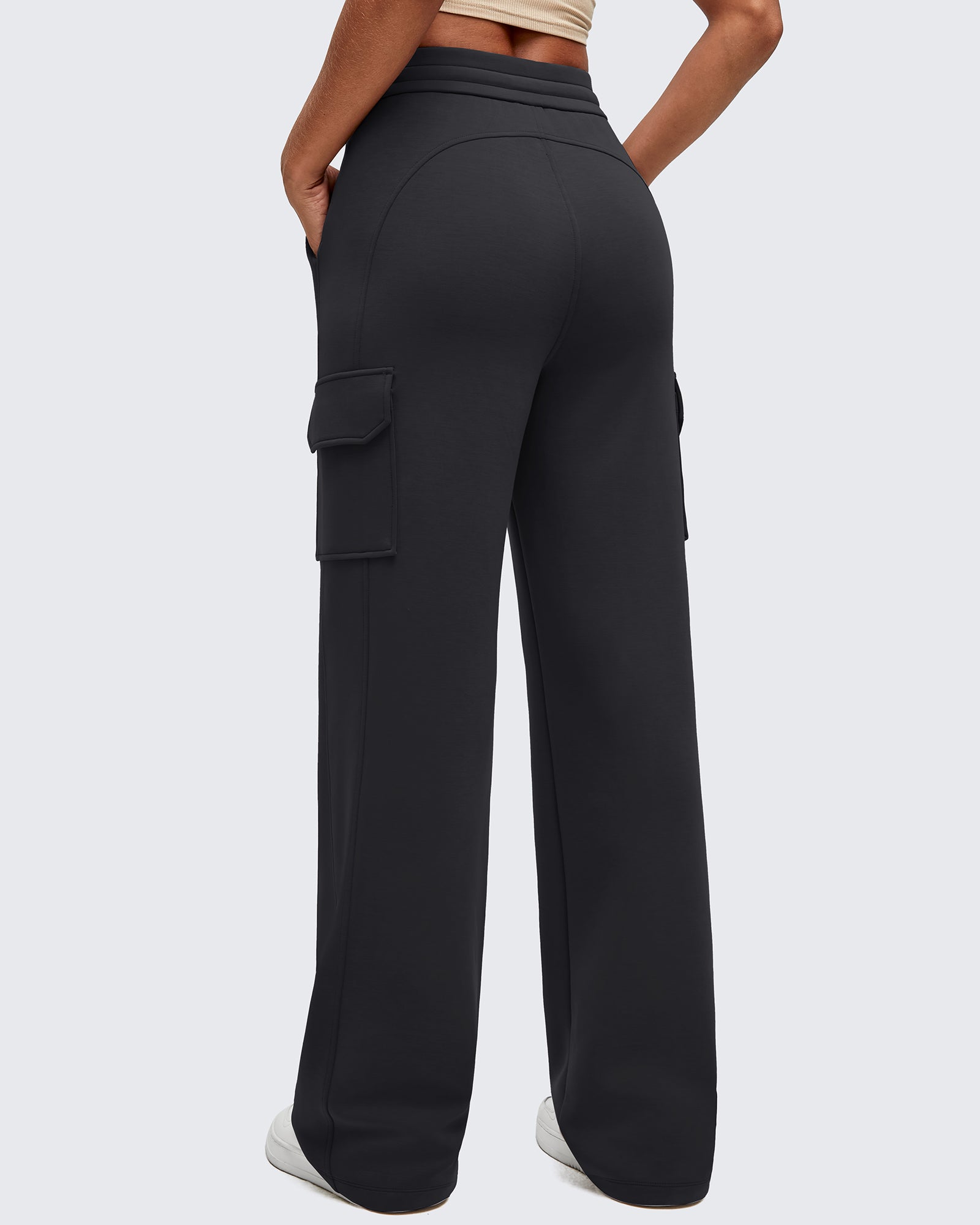 G4Free - Smoofit Drawstring Wide Leg Pockets Cargo Sweatpants -GF25J532AF-XS