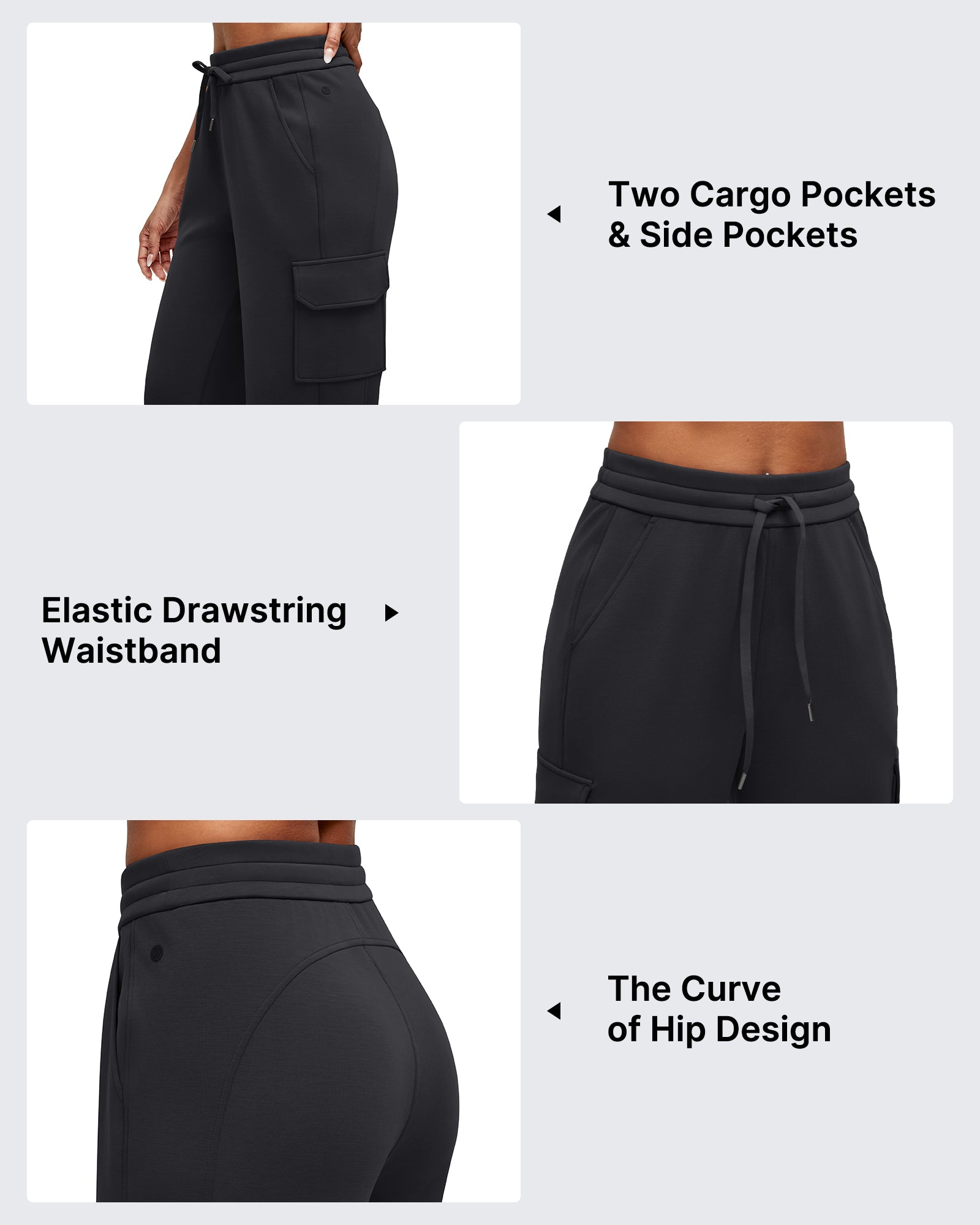 G4Free - Smoofit Drawstring Wide Leg Pockets Cargo Sweatpants -GF25J532AF-XS