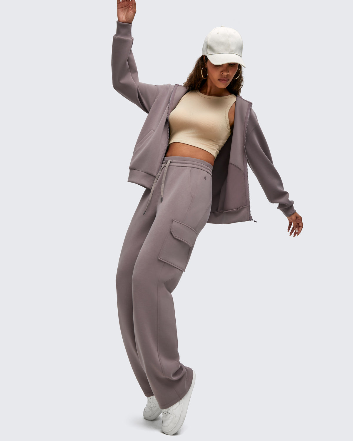 G4Free - Smoofit Drawstring Wide Leg Pockets Cargo Sweatpants -GF25J532AF-XS