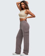 G4Free - Smoofit Drawstring Wide Leg Pockets Cargo Sweatpants -GF25J532AF-XS