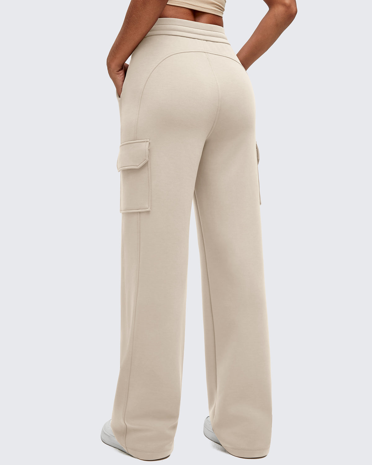 G4Free - Smoofit Drawstring Wide Leg Pockets Cargo Sweatpants -GF25J532AF-XS