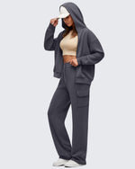 G4Free - Smoofit Drawstring Wide Leg Pockets Cargo Sweatpants -GF25J532AF-XS