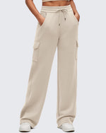 G4Free - Smoofit Drawstring Wide Leg Pockets Cargo Sweatpants -GF25J532AF-XS