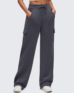 G4Free - Smoofit Drawstring Wide Leg Pockets Cargo Sweatpants -GF25J532AF-XS