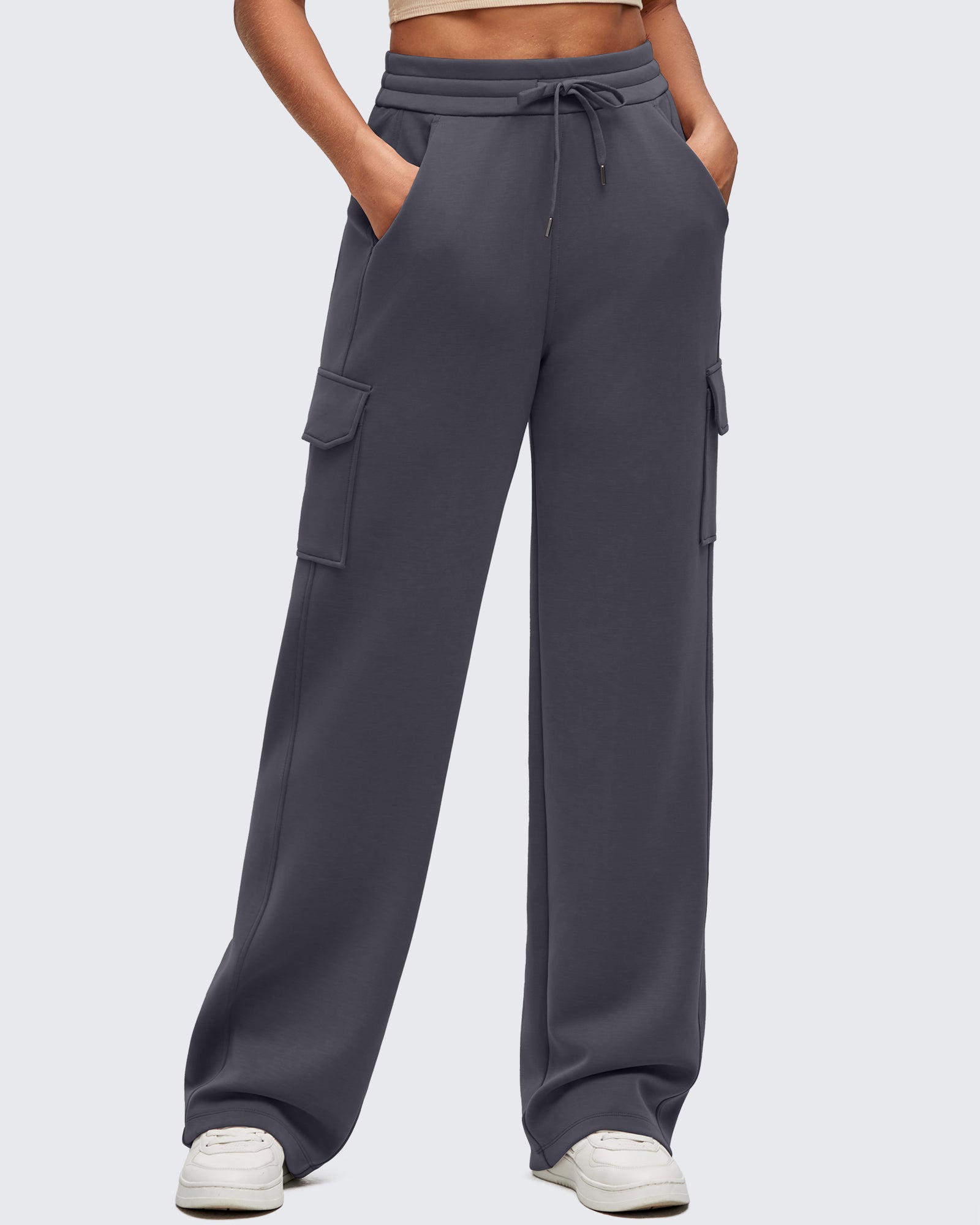 G4Free - Smoofit Drawstring Wide Leg Pockets Cargo Sweatpants -GF25J532AF-XS