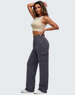 G4Free - Smoofit Drawstring Wide Leg Pockets Cargo Sweatpants -GF25J532AF-XS