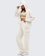 G4Free - Smoofit Drawstring Wide Leg Pockets Cargo Sweatpants -GF25J532AF-XS