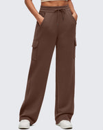 G4Free - Smoofit Drawstring Wide Leg Pockets Cargo Sweatpants -GF25J532DF-XS