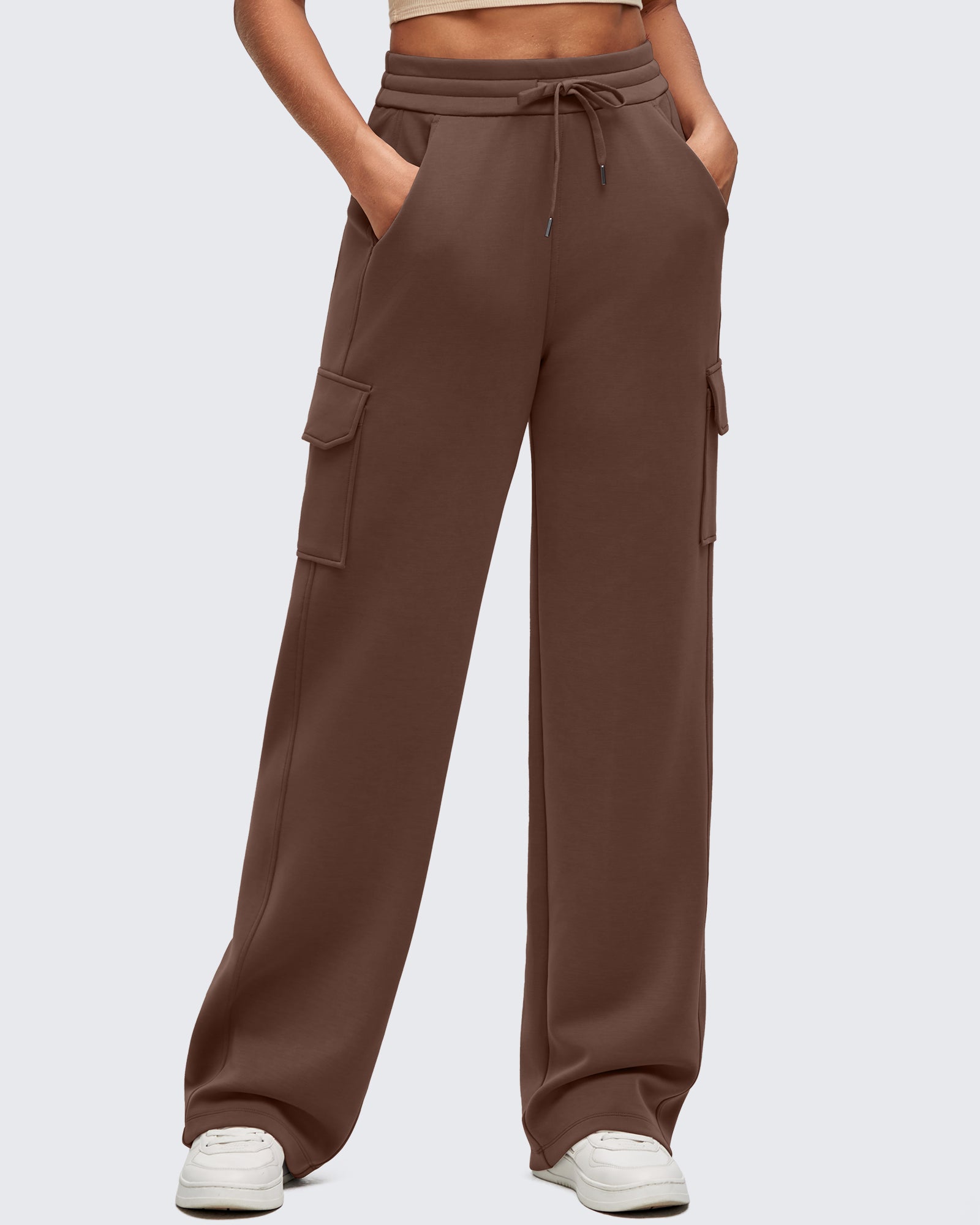G4Free - Smoofit Drawstring Wide Leg Pockets Cargo Sweatpants -GF25J532DF-XS