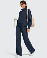 G4Free - Smoofit Elastic Drawstring Fleece Lined Wide Leg Sweatpants -GF25J723AA-S