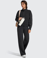 G4Free - Smoofit Elastic Drawstring Fleece Lined Wide Leg Sweatpants -GF25J723AA-S