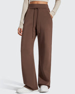 G4Free - Smoofit Elastic Drawstring Fleece Lined Wide Leg Sweatpants -GF25J723AA-S