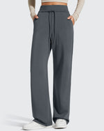 G4Free - Smoofit Elastic Drawstring Fleece Lined Wide Leg Sweatpants -GF25J723AA-S