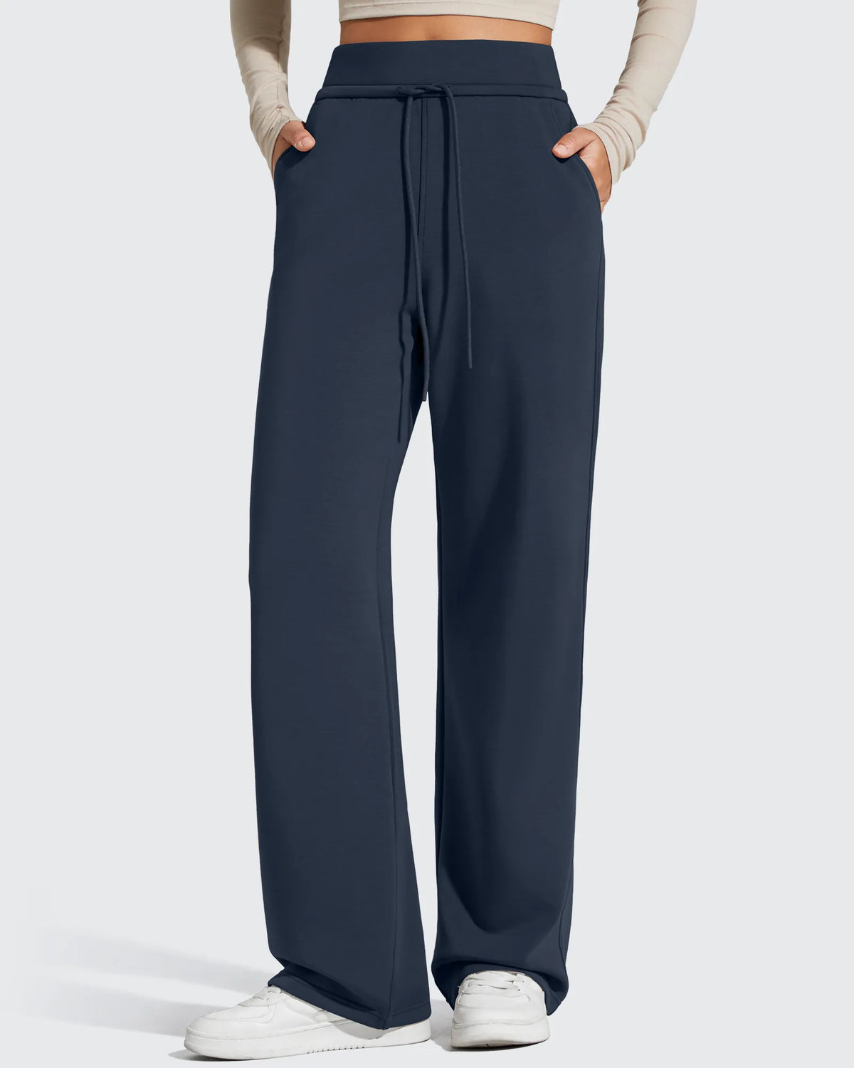G4Free - Smoofit Elastic Drawstring Fleece Lined Wide Leg Sweatpants -GF25J723AA-S