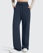 G4Free - Smoofit Elastic Drawstring Fleece Lined Wide Leg Sweatpants -GF25J723AA-S