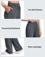 G4Free - Smoofit Elastic Drawstring Fleece Lined Wide Leg Sweatpants -GF25J723AA-S