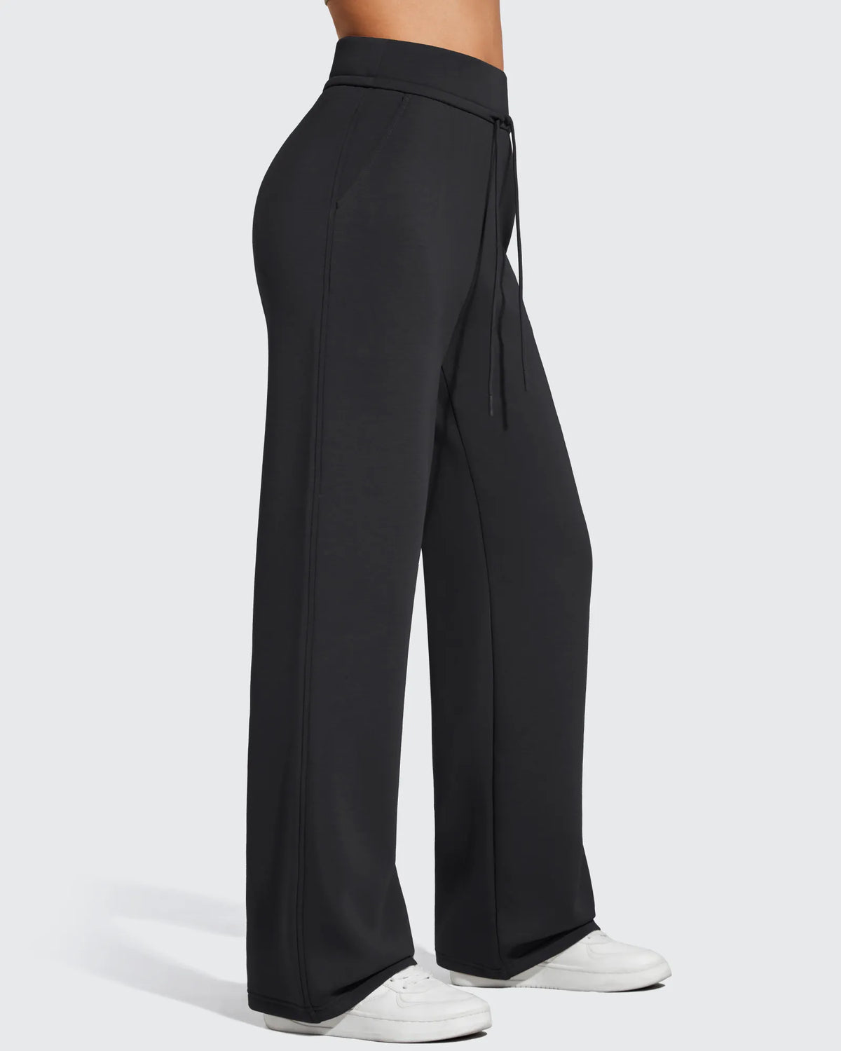 G4Free - Smoofit Elastic Drawstring Fleece Lined Wide Leg Sweatpants -GF25J723AA-S
