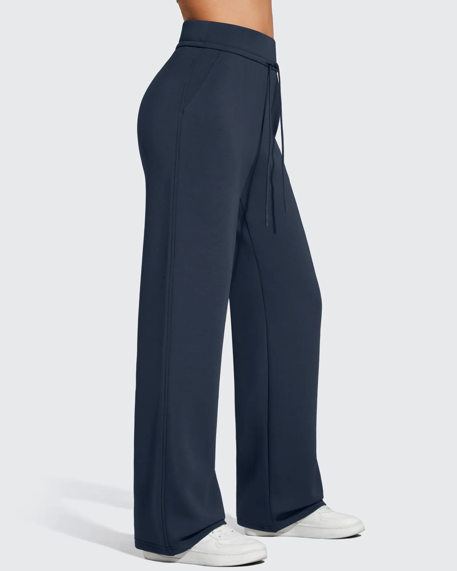 G4Free - Smoofit Elastic Drawstring Fleece Lined Wide Leg Sweatpants -GF25J723AA-S