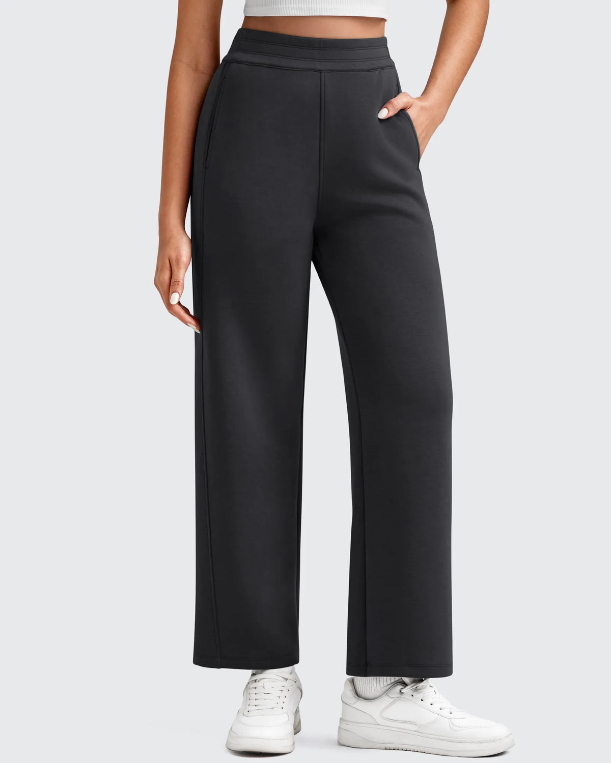 G4Free - Smoofit Elastic Waist Wide Leg Ankle Sweatpants -GF25J524AA-S
