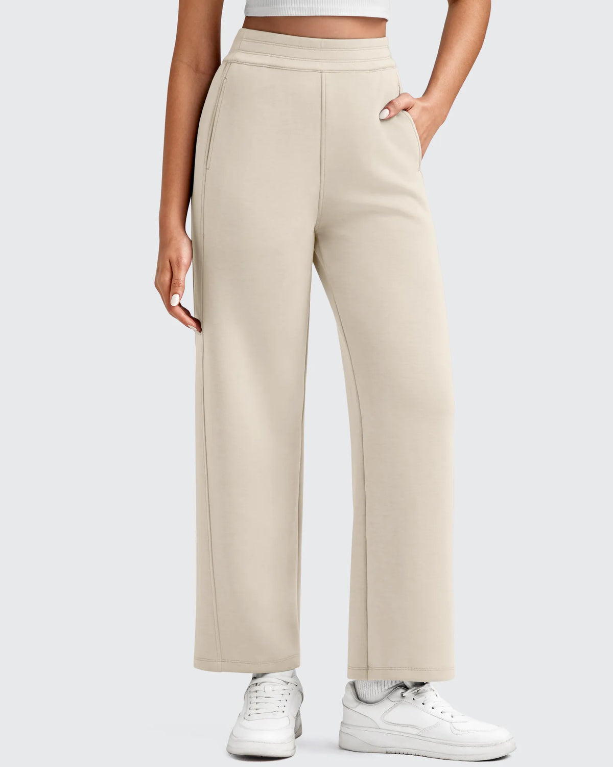 G4Free - Smoofit Elastic Waist Wide Leg Ankle Sweatpants -GF25J524AA-S
