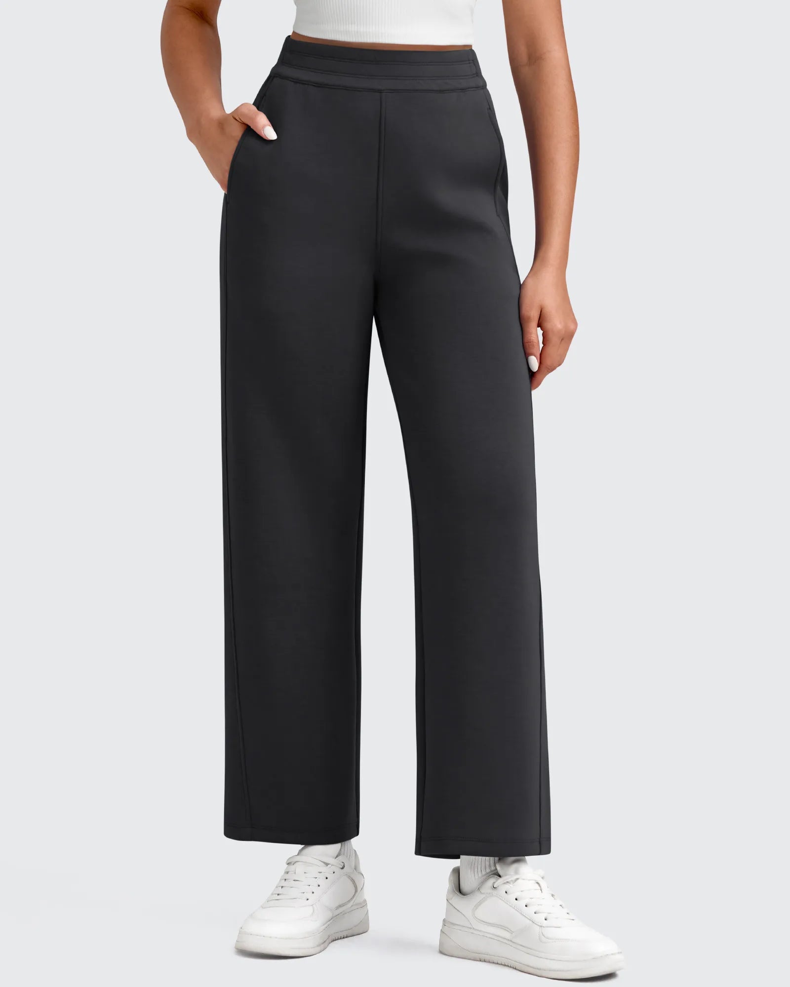 G4Free - Smoofit Elastic Waist Wide Leg Ankle Sweatpants -GF25J524AA-S