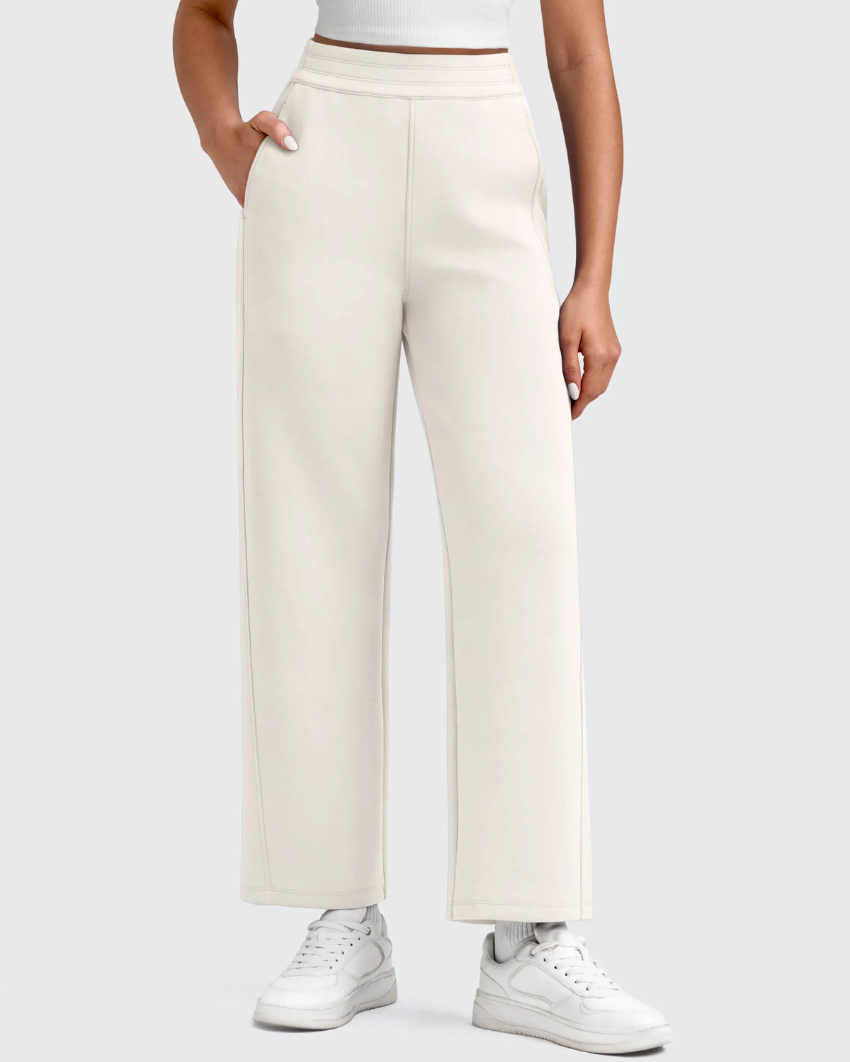 G4Free - Smoofit Elastic Waist Wide Leg Ankle Sweatpants -GF25J524AA-S